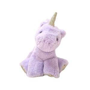 FAO Schwarz Purple Unicorn Plush 8" Gold Glittery Pony‎ Horse Stuffed Animal